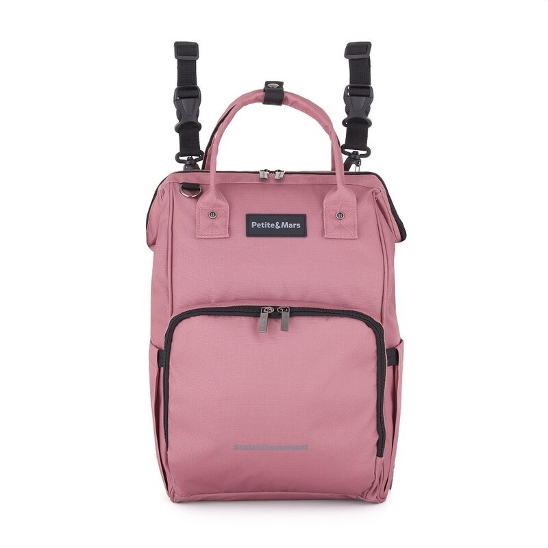 Rucsac pentru mamici, Petite&Mars, Jack, Cu 11 compartimente, Cu buzunare termice, Saltea de infasat inclusa, 30 x 42 x 15 cm, Dusty Rose Rucsac pentru mamici, Petite&Mars, Jack, Cu 11 compartimente, Cu buzunare termice, Saltea de infasat inclusa, 30 x 42 x 15 cm, Dusty Rose
