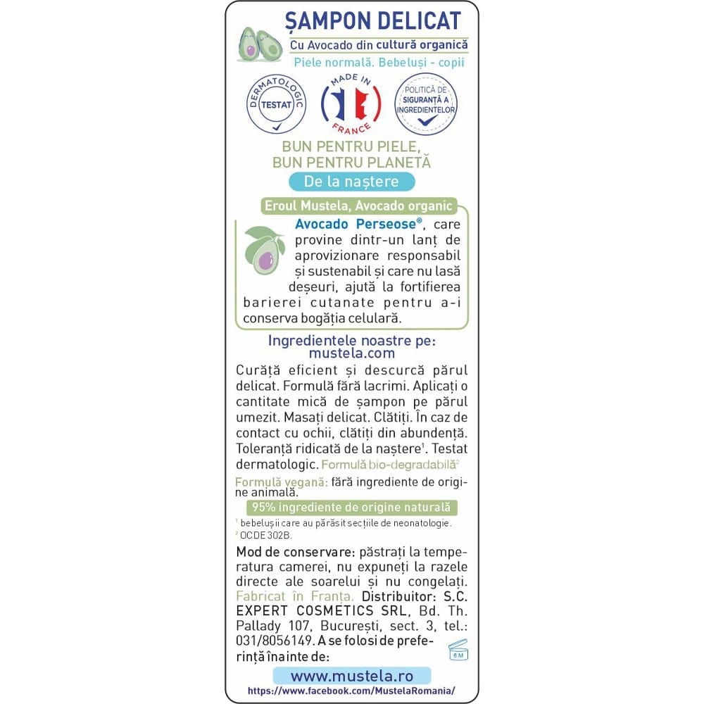 Sampon delicat pentru copii, 200 ml, Mustela Sampon delicat pentru copii, 200 ml, Mustela
