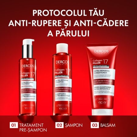 Sampon ultra-reparator Dercos Collagen 17 Filler, 200 ml, Vichy Sampon ultra-reparator Dercos Collagen 17 Filler, 200 ml, Vichy