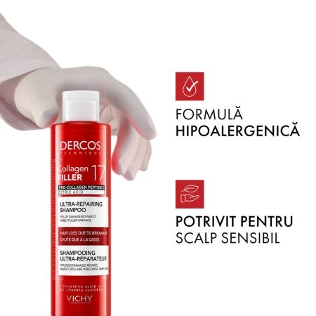 Sampon ultra-reparator Dercos Collagen 17 Filler, 200 ml, Vichy Sampon ultra-reparator Dercos Collagen 17 Filler, 200 ml, Vichy