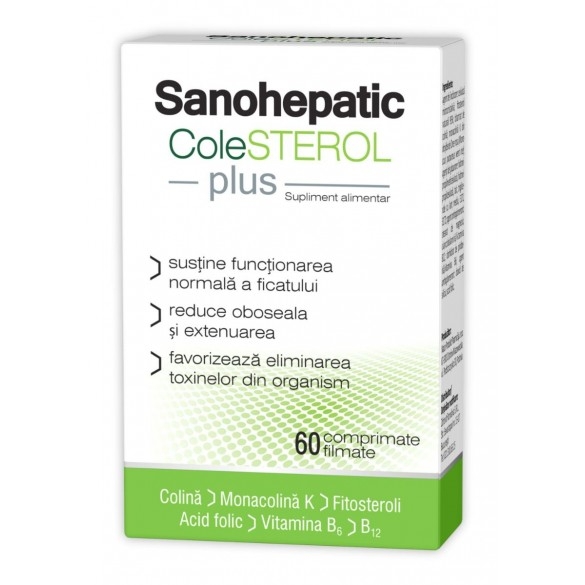 Sanohepatic Colesterol Plus, 60 comprimate filmate, Zdrovit Sanohepatic Colesterol Plus, 60 comprimate filmate, Zdrovit