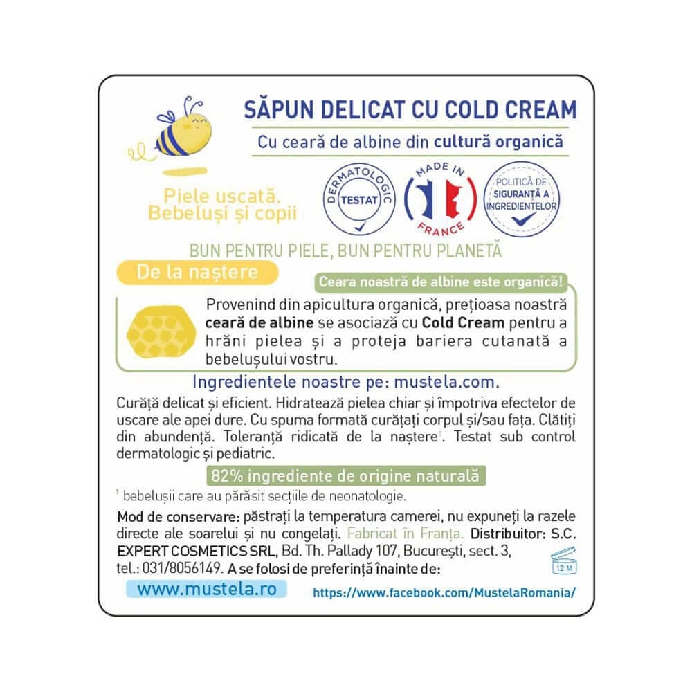Sapun delicat cu Cold Cream, 100 g, Mustela Sapun delicat cu Cold Cream, 100 g, Mustela