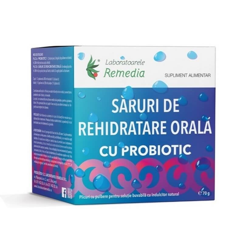 Saruri de rehidratare orala cu probiotic pulbere, 20 plicuri, Remedia Saruri de rehidratare orala cu probiotic pulbere, 20 plicuri, Remedia
