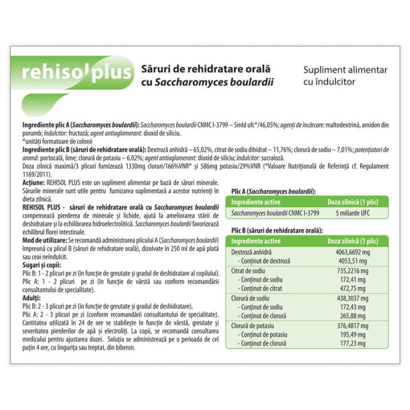 Saruri de rehidratare Rehisol Plus, 6 + 6 plicuri, Dr. Phyto Saruri de rehidratare Rehisol Plus, 6 + 6 plicuri, Dr. Phyto