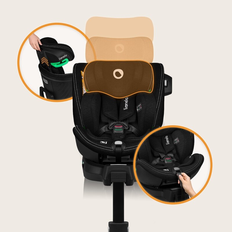 Scaun auto, Lionelo, Harmony i-Size, Rotire 360 grade, Protectie laterala, Cu spatar reglabil in 5 pozitii, Cu tetiera reglabila in 12 pozitii, 0-36 Kg, 40-150 cm, Cu Isofix, Husa din bambus, Conform cu ECE R129, Negru Scaun auto, Lionelo, Harmony i-Size, Rotire 360 grade, Protectie laterala, Cu spatar reglabil in 5 pozitii, Cu tetiera reglabila in 12 pozitii, 0-36 Kg, 40-150 cm, Cu Isofix, Husa din bambus, Conform cu ECE R129, Negru