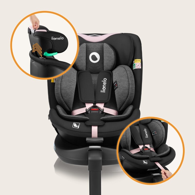 Scaun auto, Lionelo, i-Size Navy, 0-36 Kg, 40-150 cm, Cu isofix si picior de fixare, Protectie laterala, Rotire 360 grade, Ajustare spatar in 4 pozitii, Tetiera reglabila in 11 trepte, Conform cu R129, Negru/Roz Scaun auto, Lionelo, i-Size Navy, 0-36 Kg, 40-150 cm, Cu isofix si picior de fixare, Protectie laterala, Rotire 360 grade, Ajustare spatar in 4 pozitii, Tetiera reglabila in 11 trepte, Conform cu R129, Negru/Roz
