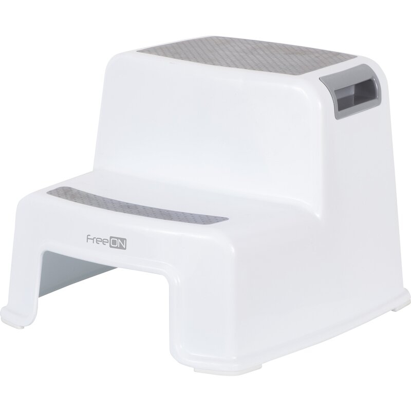 Scaunel Inaltator WC in Doua Trepte, Suprafata antiderapanta, FreeON, White & Grey Scaunel Inaltator WC in Doua Trepte, Suprafata antiderapanta, FreeON, White & Grey