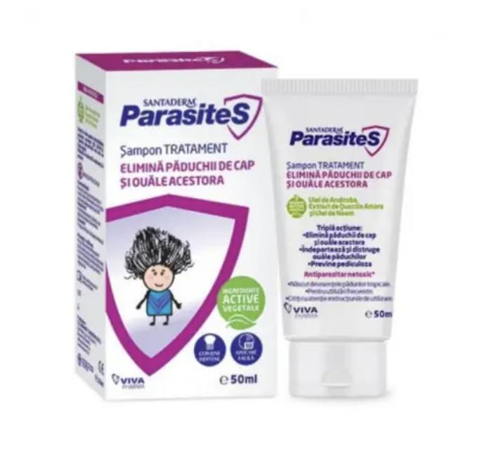 Santaderm - Parasites sampon tratament pentru paduchi 50ml Santaderm - Parasites sampon tratament pentru paduchi 50ml