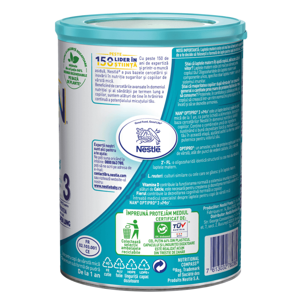 Nestle - Nan 3 Optipro HMO lapte praf pentru copii de la 12 luni 400g Nestle - Nan 3 Optipro HMO lapte praf pentru copii de la 12 luni 400g