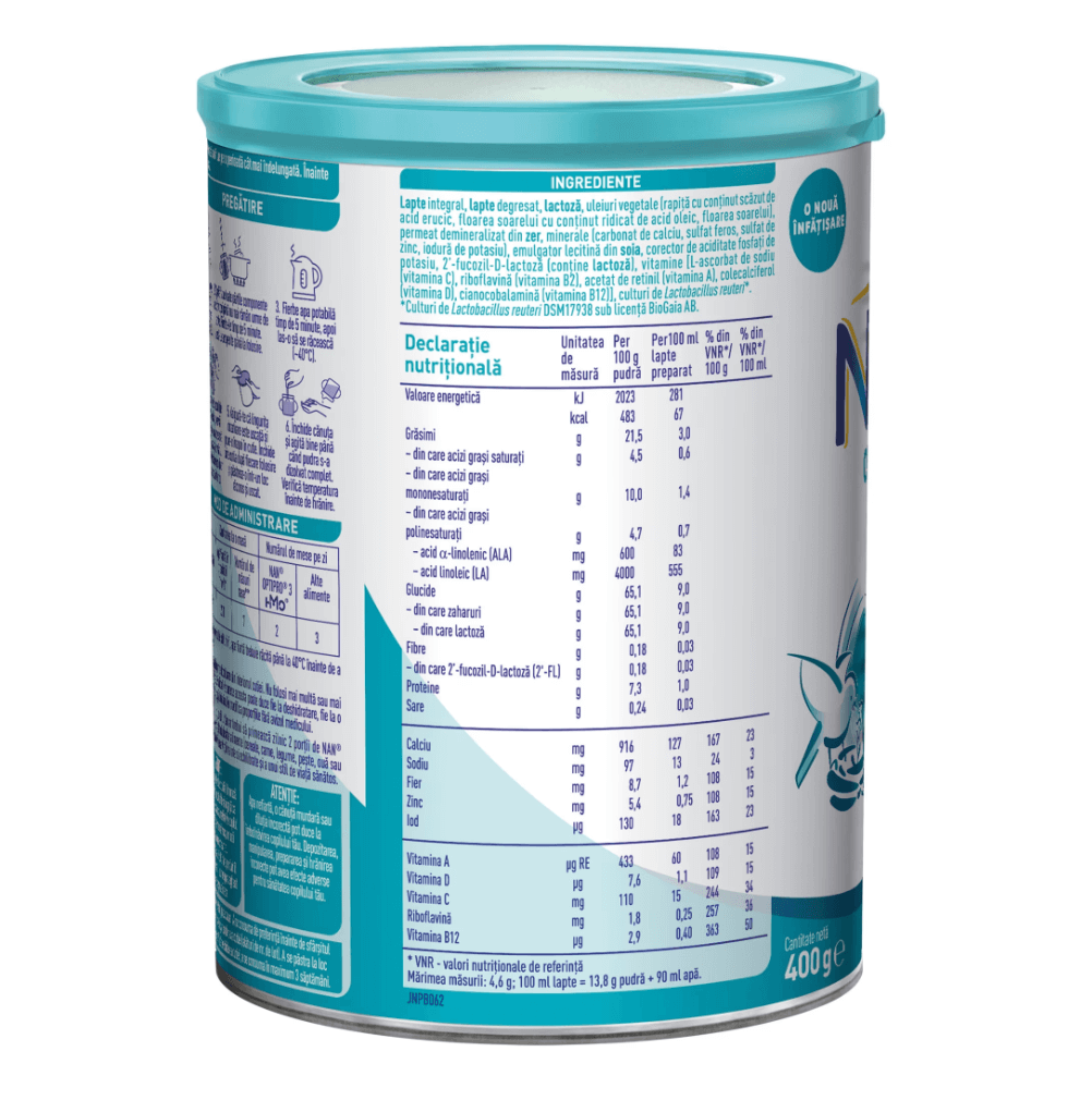 Nestle - Nan 3 Optipro HMO lapte praf pentru copii de la 12 luni 400g Nestle - Nan 3 Optipro HMO lapte praf pentru copii de la 12 luni 400g