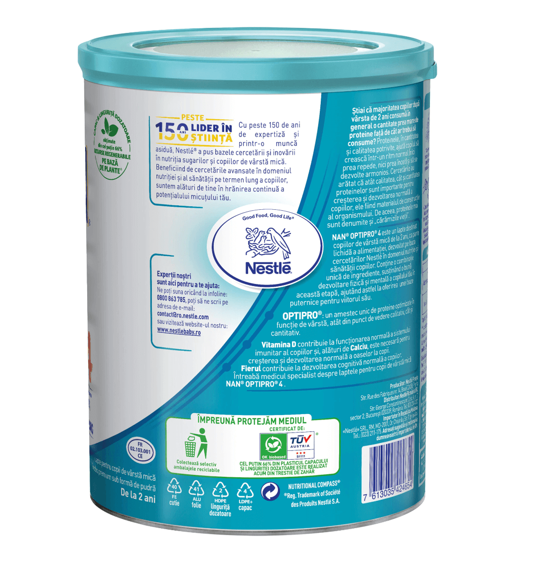 Nestle - Nan 4 Optipro lapte praf pentru copii de la 2 ani 800g Nestle - Nan 4 Optipro lapte praf pentru copii de la 2 ani 800g