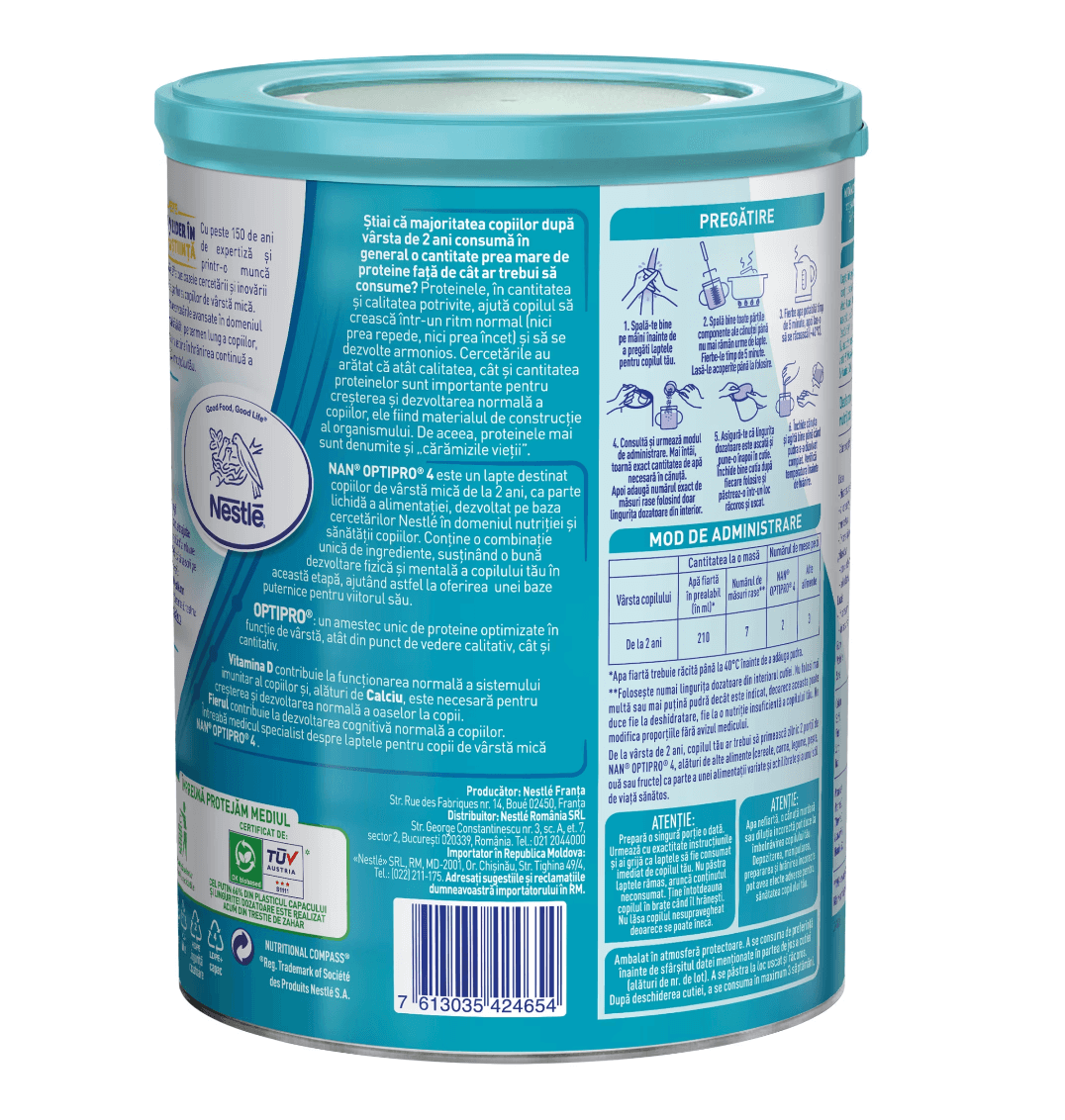Nestle - Nan 4 Optipro lapte praf pentru copii de la 2 ani 800g Nestle - Nan 4 Optipro lapte praf pentru copii de la 2 ani 800g
