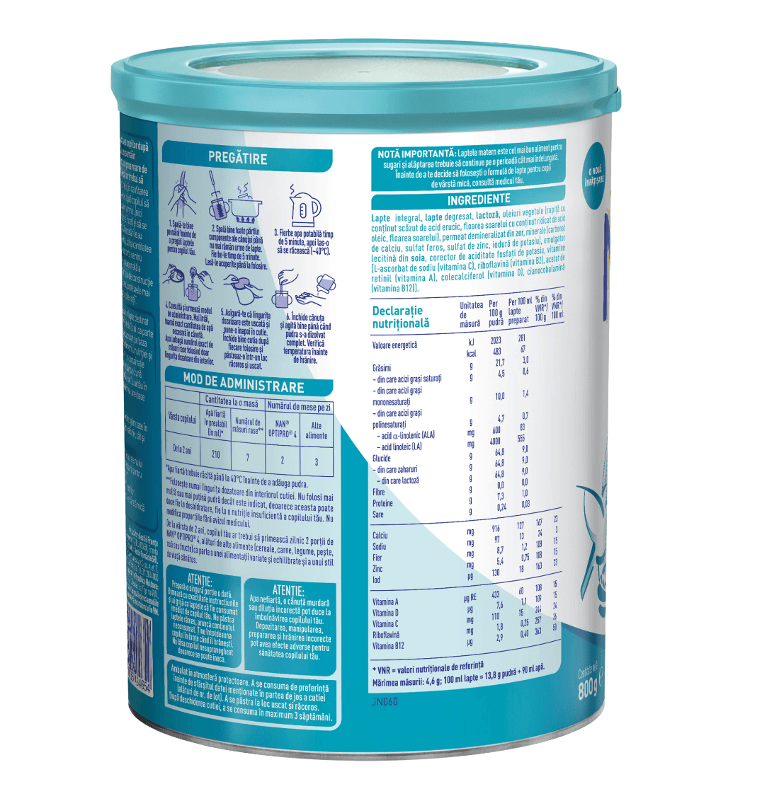 Nestle - Nan 4 Optipro lapte praf pentru copii de la 2 ani 800g Nestle - Nan 4 Optipro lapte praf pentru copii de la 2 ani 800g