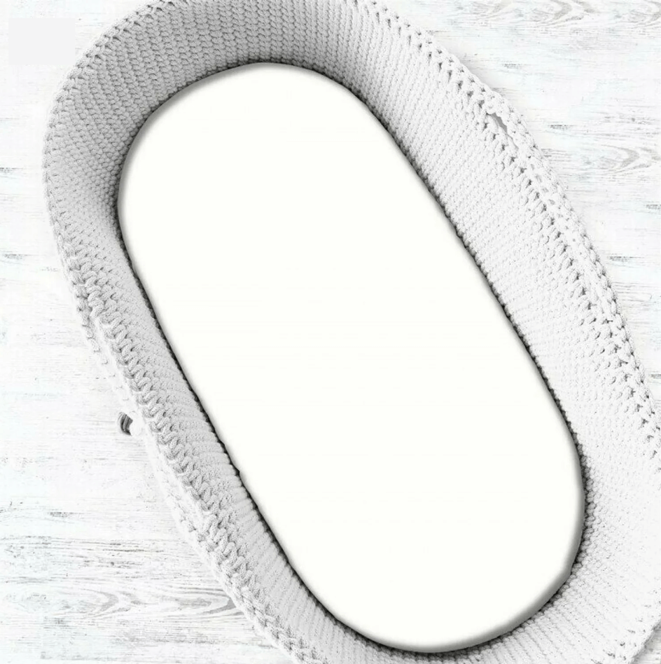 MimiNu - Cearceaf cu elastic pentru landou, 80x35 cm, Din Jerseu, Alb MimiNu - Cearceaf cu elastic pentru landou, 80x35 cm, Din Jerseu, Alb