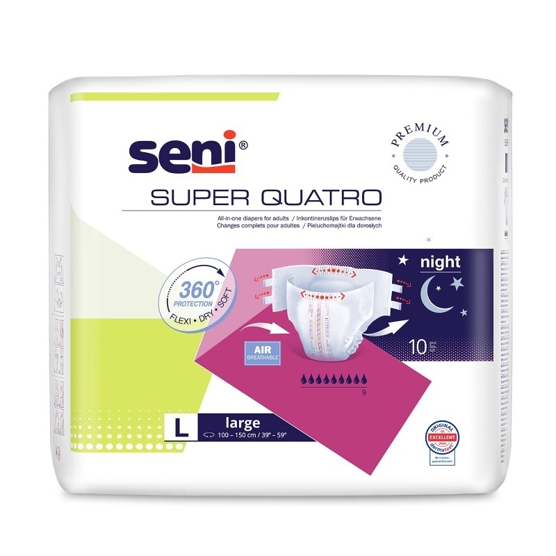 Scutece pentru adulti Super Seni Quatro, Large, 10 bucati, Seni Scutece pentru adulti Super Seni Quatro, Large, 10 bucati, Seni