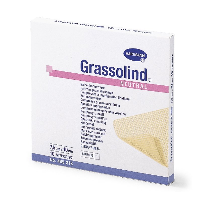 Grassolind - Neutral 10 x 10 cm pansament cu unguent neutru 10buc Grassolind - Neutral 10 x 10 cm pansament cu unguent neutru 10buc
