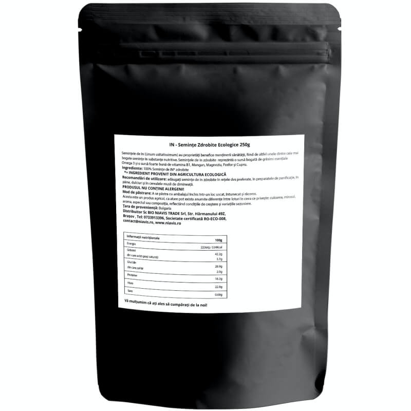 In seminte zdrobite ecologice, 250 g, Niavis In seminte zdrobite ecologice, 250 g, Niavis