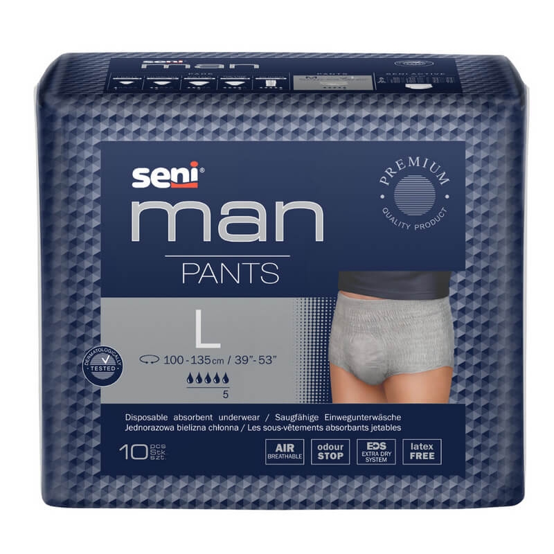 Chiloti pentru incontinenta urinara barbati Man Pants, L, 10 bucati, Seni Chiloti pentru incontinenta urinara barbati Man Pants, L, 10 bucati, Seni