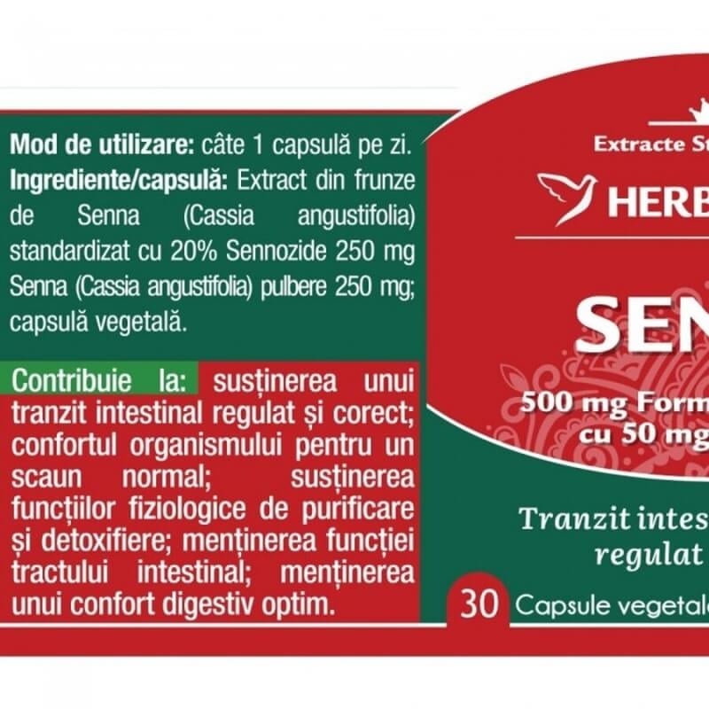 Senna 500 mg, 30 capsule, Herbagetica