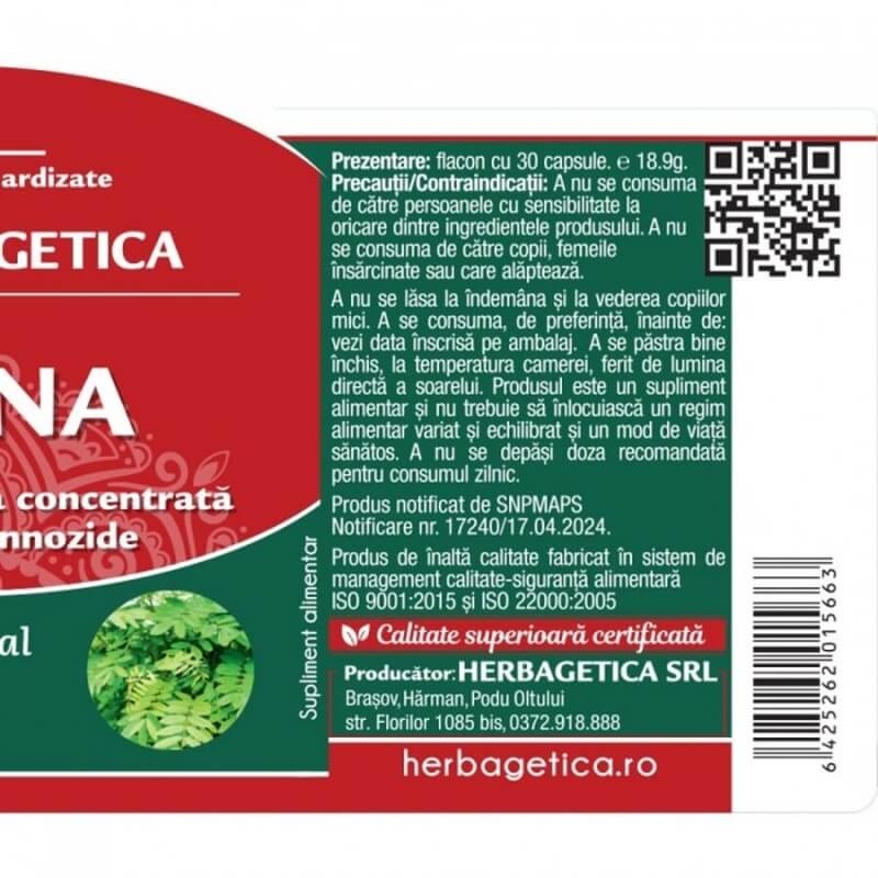 Senna 500 mg, 30 capsule, Herbagetica