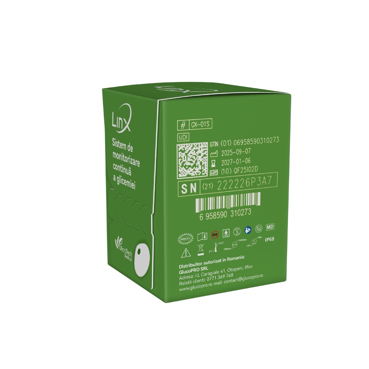 Senzor monitorizare glicemie 1 bucata + 1 plasture cadou, Linx Senzor monitorizare glicemie 1 bucata + 1 plasture cadou, Linx