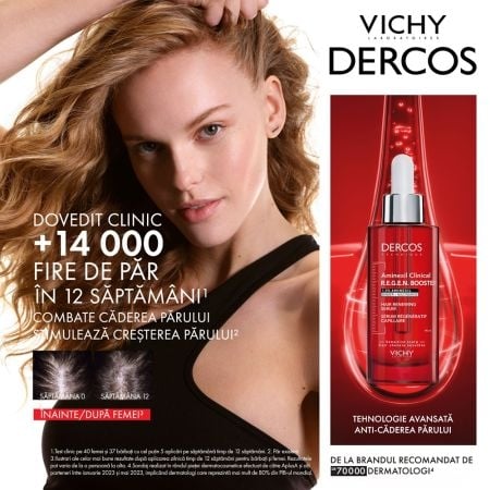 Serum capilar cu efect de regenerare Dercos Aminexil Clinical R.E.G.E.N. Booster, 90 ml, Vichy Serum capilar cu efect de regenerare Dercos Aminexil Clinical R.E.G.E.N. Booster, 90 ml, Vichy