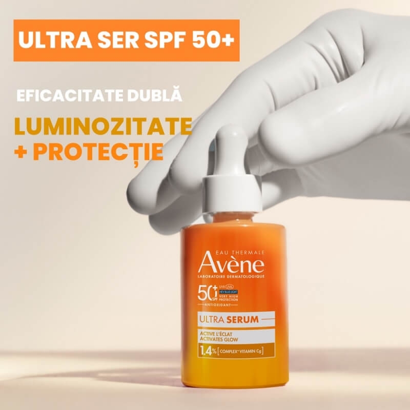 Ultra Serum cu efect de luminozitate SPF 50+, 30 ml, Avene Ultra Serum cu efect de luminozitate SPF 50+, 30 ml, Avene
