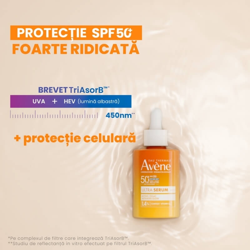 Ultra Serum cu efect de luminozitate SPF 50+, 30 ml, Avene Ultra Serum cu efect de luminozitate SPF 50+, 30 ml, Avene