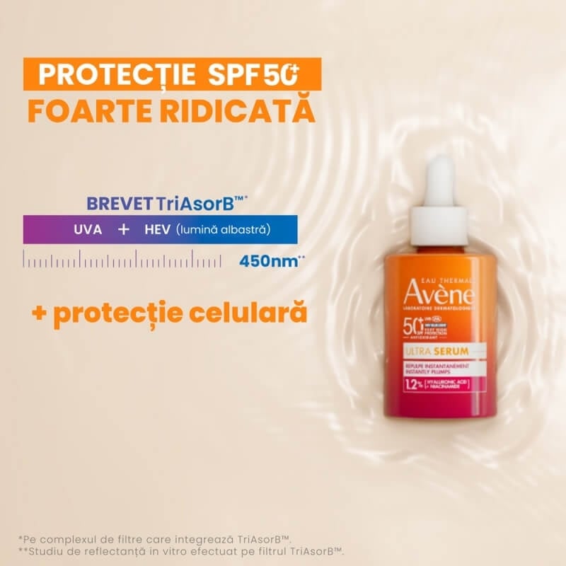 Ultra Serum cu efect de reumplere al pielii SPF 50+, 30 ml, Avene