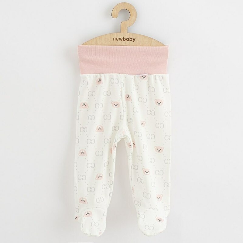 Set 3 piese, New Baby, Classic II, Include 3 perechi de pantalonasi cu botosei, Marime 62, Din bumbac 100%, Pink