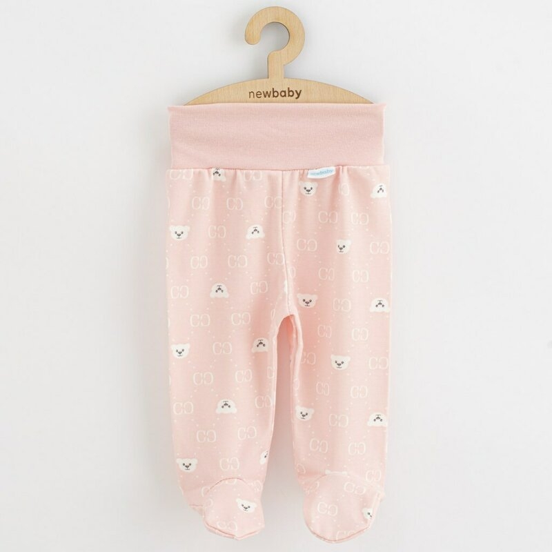 Set 3 piese, New Baby, Classic II, Include 3 perechi de pantalonasi cu botosei, Marime 62, Din bumbac 100%, Pink