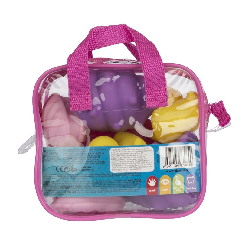 Set 7 animalute de baie, Fara gauri, Cu gentuta pentru transport, Fara BPA, Floating Sea Friends, Playgro, Pink Set 7 animalute de baie, Fara gauri, Cu gentuta pentru transport, Fara BPA, Floating Sea Friends, Playgro, Pink