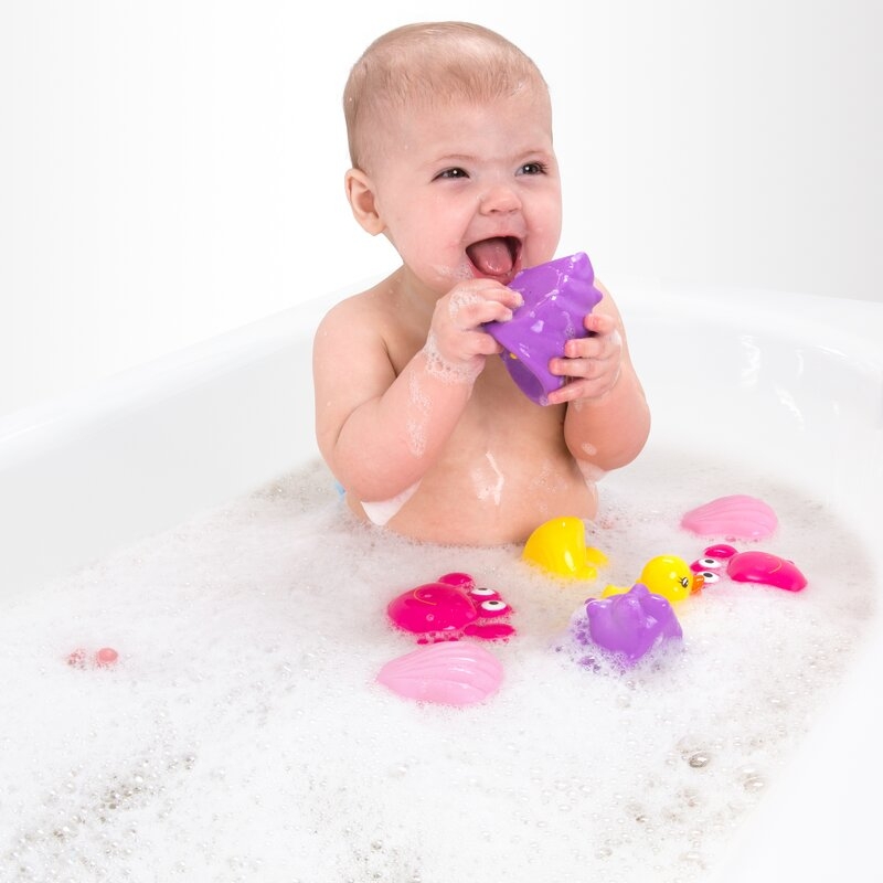 Set 7 animalute de baie, Fara gauri, Cu gentuta pentru transport, Fara BPA, Floating Sea Friends, Playgro, Pink Set 7 animalute de baie, Fara gauri, Cu gentuta pentru transport, Fara BPA, Floating Sea Friends, Playgro, Pink