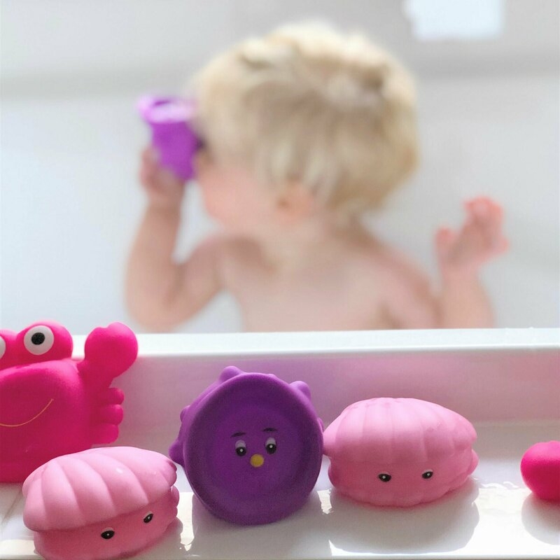Set 7 animalute de baie, Fara gauri, Cu gentuta pentru transport, Fara BPA, Floating Sea Friends, Playgro, Pink Set 7 animalute de baie, Fara gauri, Cu gentuta pentru transport, Fara BPA, Floating Sea Friends, Playgro, Pink