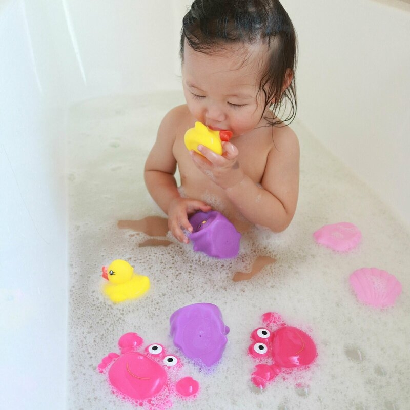 Set 7 animalute de baie, Fara gauri, Cu gentuta pentru transport, Fara BPA, Floating Sea Friends, Playgro, Pink Set 7 animalute de baie, Fara gauri, Cu gentuta pentru transport, Fara BPA, Floating Sea Friends, Playgro, Pink