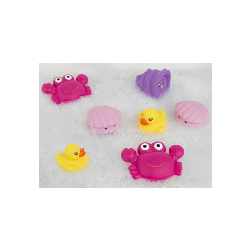 Set 7 animalute de baie, Fara gauri, Cu gentuta pentru transport, Fara BPA, Floating Sea Friends, Playgro, Pink Set 7 animalute de baie, Fara gauri, Cu gentuta pentru transport, Fara BPA, Floating Sea Friends, Playgro, Pink