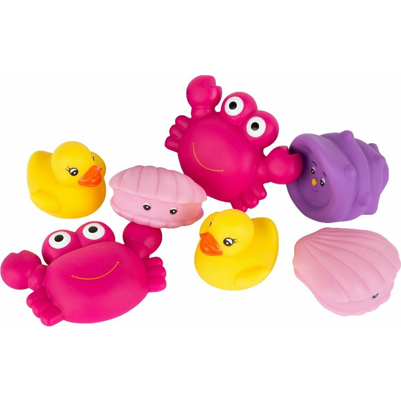 Set 7 animalute de baie, Fara gauri, Cu gentuta pentru transport, Fara BPA, Floating Sea Friends, Playgro, Pink Set 7 animalute de baie, Fara gauri, Cu gentuta pentru transport, Fara BPA, Floating Sea Friends, Playgro, Pink
