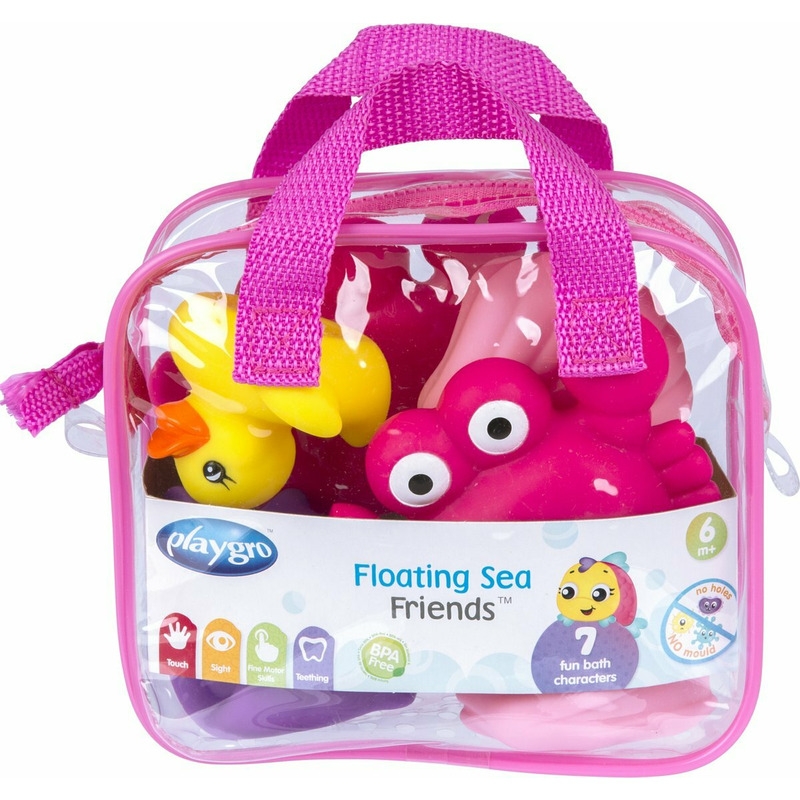 Set 7 animalute de baie, Fara gauri, Cu gentuta pentru transport, Fara BPA, Floating Sea Friends, Playgro, Pink Set 7 animalute de baie, Fara gauri, Cu gentuta pentru transport, Fara BPA, Floating Sea Friends, Playgro, Pink