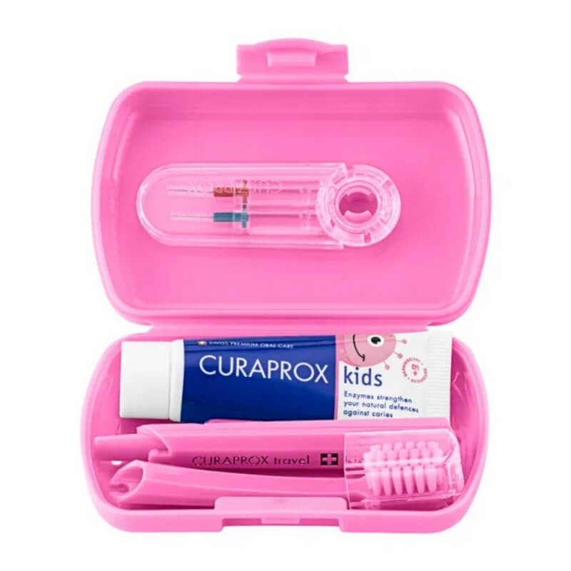 Set de calatorie pentru igiena orala Travel Set Pink, Curaprox