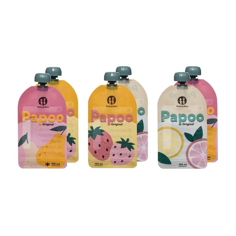 Set de pungi, Petite&Mars, Papoo, Pentru mancare, Reutilizabile, Perfect pentru calatorii, Fara BPA, 150 ml, Multicolor Set de pungi, Petite&Mars, Papoo, Pentru mancare, Reutilizabile, Perfect pentru calatorii, Fara BPA, 150 ml, Multicolor