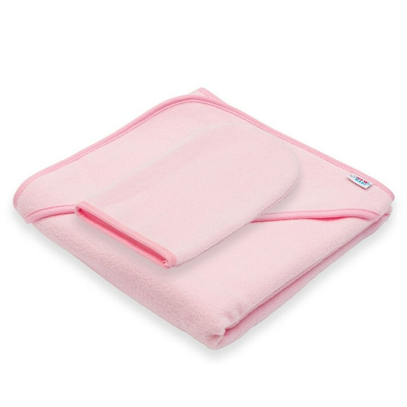 Set prosop cu gluga si manusa baie, New Baby, Dimensiune 80 x 80 cm, Basic, Pink Set prosop cu gluga si manusa baie, New Baby, Dimensiune 80 x 80 cm, Basic, Pink