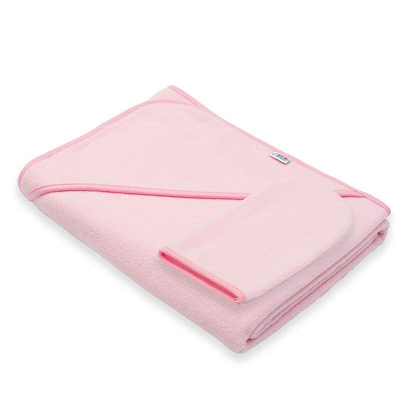 Set prosop cu gluga si manusa baie, New Baby, Dimensiune mare 100 x 100 cm, Basic, Pink Set prosop cu gluga si manusa baie, New Baby, Dimensiune mare 100 x 100 cm, Basic, Pink