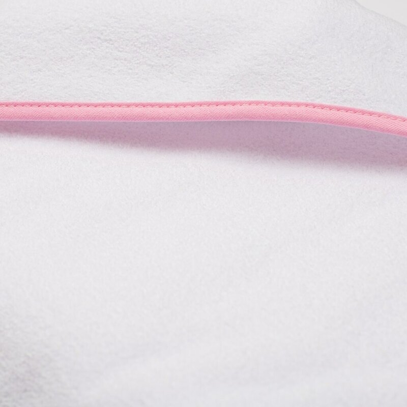 Set prosop cu gluga si manusa baie, New Baby, Dimensiune mare 100 x 100 cm, Basic, White-pink Set prosop cu gluga si manusa baie, New Baby, Dimensiune mare 100 x 100 cm, Basic, White-pink