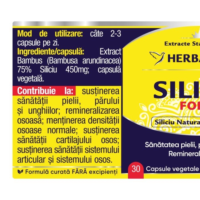 Siliciu Forte, 30 capsule, Herbagetica Siliciu Forte, 30 capsule, Herbagetica
