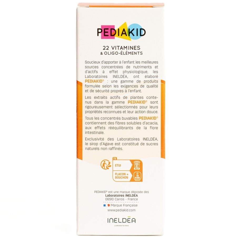 Sirop cu gust de portocale si caise 22 de vitamine si oligoelemente, 125 ml, Pediakid Sirop cu gust de portocale si caise 22 de vitamine si oligoelemente, 125 ml, Pediakid