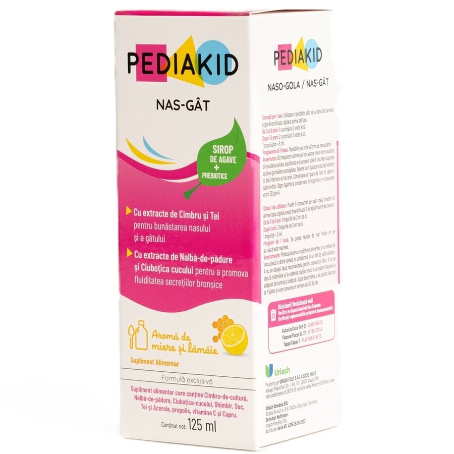 Sirop de miere si lamaie pentru raceala Nez-Gorge, 125 ml, Pediakid Sirop de miere si lamaie pentru raceala Nez-Gorge, 125 ml, Pediakid