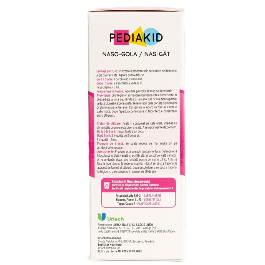 Sirop de miere si lamaie pentru raceala Nez-Gorge, 125 ml, Pediakid Sirop de miere si lamaie pentru raceala Nez-Gorge, 125 ml, Pediakid