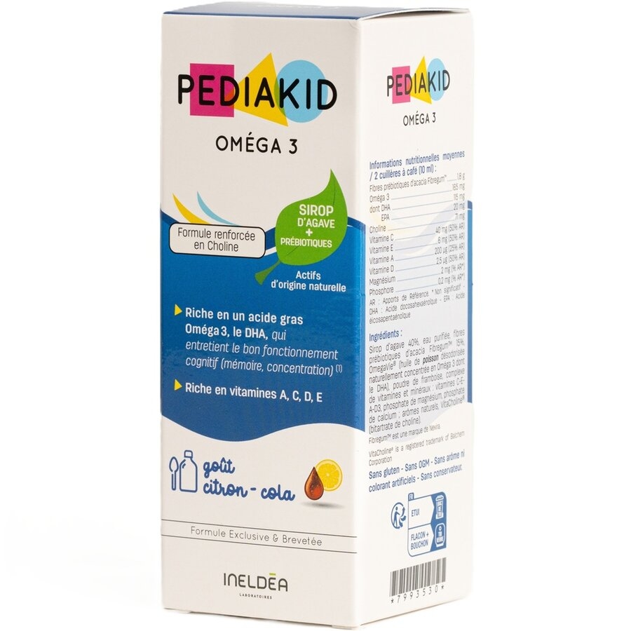 Sirop pentru copii Omega 3 si Vitamina A,C,D,E cu aroma de cola, 125 ml, Pediakid Sirop pentru copii Omega 3 si Vitamina A,C,D,E cu aroma de cola, 125 ml, Pediakid