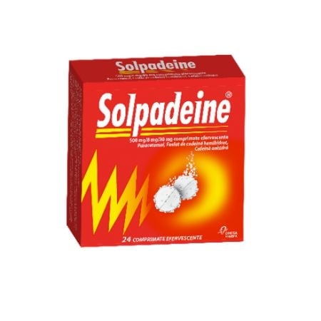 Solpadeine 500 mg/8 mg/30 mg, 24 comprimate efervescente, Perrigo Solpadeine 500 mg/8 mg/30 mg, 24 comprimate efervescente, Perrigo