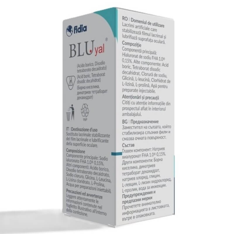 Solutie oftalmica Blu Yal, 10 ml, Fidia Solutie oftalmica Blu Yal, 10 ml, Fidia